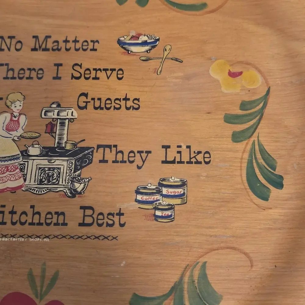 Vtg Woodcroftery Pennsylvania Dutch Like My Kitchen Best Wood Wall Sign Tray 12